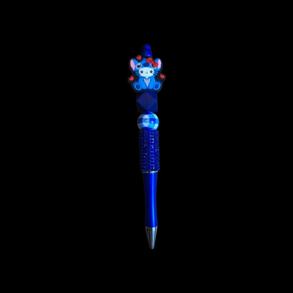 Hello Kitty as Stitch Beaded Rhinestone Checkered Ballpoint Pen Stationery Gift